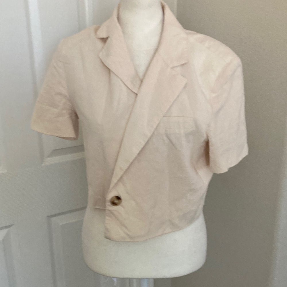 Sophie Rue Cream Cropped Blazer with Button Sz M